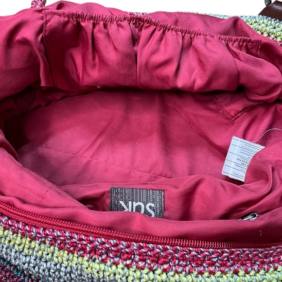 THE SAK Cambria Crochet Colourful Stripe Tote Shoulder Bag 10” Strap Drop - Picture 11 of 13